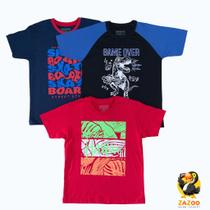 Kit 2 Camiseta Infantil Menino com Estampa Camisa Masculino Tam 10 a 16