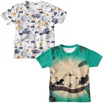 Kit 2 Camiseta Infantil Menino Star Wars e Rei Leão Camisa Estampada 3D Digital