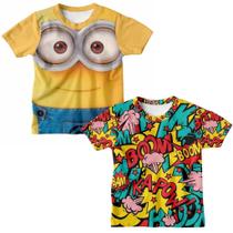 Kit 2 Camiseta Infantil Minions Menino Menina e Boom Desenho animado
