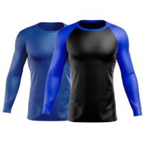 KIT 2 Camiseta Longa Térmica Blusa Esportiva Longa Rash Guard Corrida Jiu Jitsu Proteção UV Dry Fit