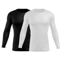 KIT 2 Camiseta Longa Térmica Blusa Esportiva Longa Rash Guard Corrida Jiu Jitsu Proteção UV Dry Fit