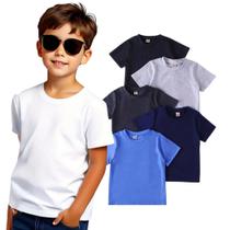 Kit 2 Camiseta Manga Curta Infantil Menino Básica Lisa Tamanho 4 ao 16