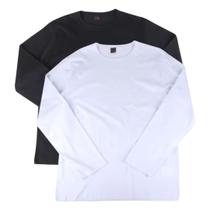 Kit 2 Camiseta Manga Longa Plus Size C/ Punho 100% Algodão
