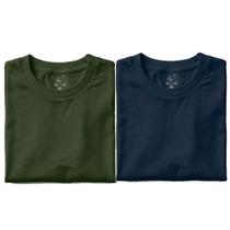 Kit 2 Camiseta Masculina Algodão Sustentavel Basica Gola Ribana Careca Toque Macio Respiravel Tamanho:GGCor:Verde+Azul