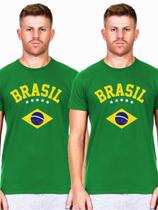 Kit 2 Camiseta Masculina Brasil Verde Amarela Torcedor Copa