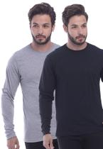 Kit 2 camiseta Masculina Manga Longa TechMalhas 100% Algodão macia leve
