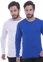 Kit 2 camiseta Masculina Manga Longa TechMalhas 100% Algodão macia leve