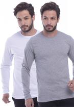 Kit 2 camiseta Masculina Manga Longa TechMalhas 100% Algodão macia leve Kit 2 camiseta Masculina Manga Longa TechMalhas 100% Algodão macia leve
