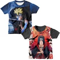 Kit 2 Camiseta Naruto Menino Itachi Boruto Camisa Estampada 3D