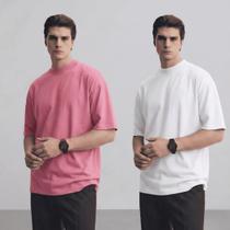 Kit 2 Camiseta Oversized Camisa Masculina Gola Alta Lisa Basic Streetwear Trap Hip Hop