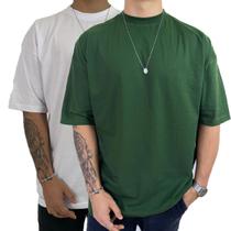 Kit 2 Camiseta Oversized Camisa Masculina Gola Alta Lisa Basic Streetwear Trap Hip Hop