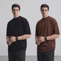Kit 2 Camiseta Oversized Camisa Masculina Gola Alta Lisa Basic Streetwear Trap Hip Hop