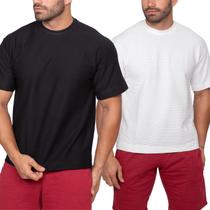 KIT 2 Camiseta Oversized Masculino Lisa Reta Texturizada