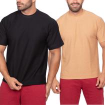 KIT 2 Camiseta Oversized Masculino Lisa Reta Texturizada