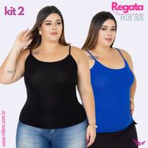 Kit 2 Camiseta Regata Feminina Plus Size Tecido Premium De Alta Qualidade Primavera Verão