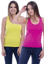 Kit 2 Camiseta Regata Feminina TechMalhas lisa para treino combina com varios estilos
