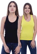 Kit 2 Camiseta Regata Feminina TechMalhas lisa para treino combina com varios estilos