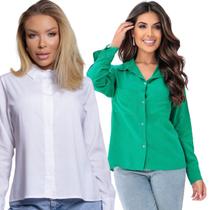 Kit 2 Camiseta Social Feminina Manga Comprida Social Kit 2 Camiseta Social Feminina Manga Comprida Social