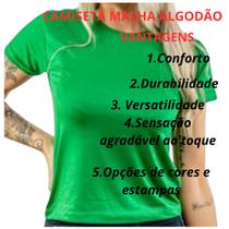 Kit 2 Camiseta T-shirt Malha Fria (PV) Baby Look Feminina Lisa
