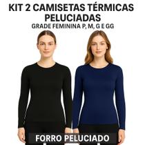 Kit 2 Camiseta Térmica Feminina Inverno Forro Peluciado