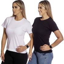 Kit 2 Camisetas Baby Look 100% Algodão Lisa Feminina TM005-K2