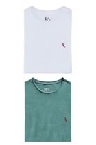 Kit 2 Camisetas Brasa Verde E Branca Pica Pau Bordado Reserva