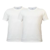 Kit 2 Camisetas Casuais Algodão Bordado Off White - Masculino Tamanho:MCor:Branco