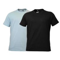Kit 2 Camisetas Casuais Algodão Bordado Preto e Azul - Masculino Tamanho:PCor:Preto/Azul