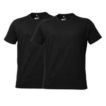 Kit 2 Camisetas Casuais Algodão Bordado Preto - Masculino Tamanho:GGCor:Preto