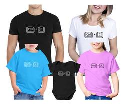Kit 2 Camisetas Ctrl C + Ctrl V Tal Pai Mãe Filho Body Baby