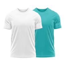 Kit 2 Camisetas Dry Fit Uv Masculina Blusa Camisa Fitness Academia Basica Lisa Preto/Branco - Violeta Shock