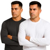 Kit 2 Camisetas DryFit Manga Longa Masculina Academia Termica Proteção UV50