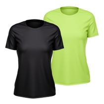 Kit 2 Camisetas Feminina Dry Manga Curta Proteção UV Slim Fit Básica Academia Treino Fitness