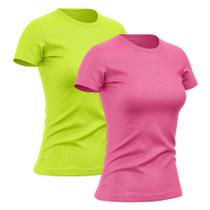 Kit 2 Camisetas Feminina Manga Curta Good Look Dry Fit Proteção Solar UV Baby Look Fitness Academia Treino Confortável