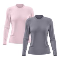 Kit 2 Camisetas Feminina Manga Longa Segunda Pele Térmica Proteção Solar UV 50