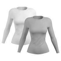 Kit 2 Camisetas Feminina Proteção Solar UV Camisa Térmica Manga Longa Praia Bike Treino Esporte Academia