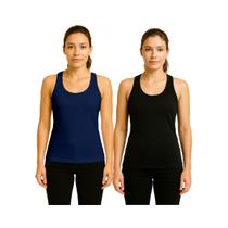 Kit 2 Camisetas Femininas FMF Regata Nadador Academia Fitness Kit 2 Camisetas Femininas FMF Regata Nadador Academia Fitness