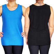 Kit 2 Camisetas Femininas Regatas Básicas Lisas Viscolycra Pp ao Plus Size