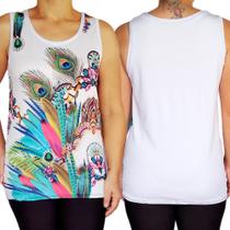 Kit 2 Camisetas Femininas Regatas Básicas Peças Sortidas Costas em Branco Suplex Light PP Plus Size Kit 2 Camisetas Femininas Regatas Básicas Peças Sortidas Costas em Branco Suplex Light PP Plus Size