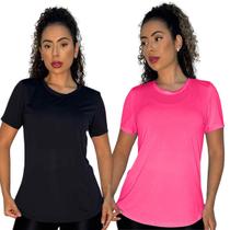 Kit 2 Camisetas Fitness Poliamida Dry Feminina Tecido Gelado Academia Malhar Kit 2 Camisetas Fitness Poliamida Dry Feminina Tecido Gelado Academia Malhar