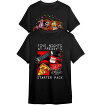 Kit 2 Camisetas Fnaf Freddy Fazbear's Pizza e Starter Pack