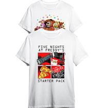 Kit 2 Camisetas Fnaf Freddy Fazbear's Pizza e Starter Pack
