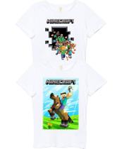 Kit 2 Camisetas Game Minecraft Infantil E Juvenil