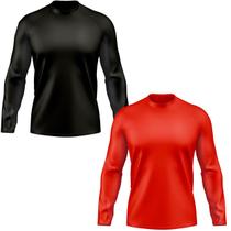 Kit 2 camisetas Gola Redonda Preto e Vermelho Proteção Uv50 Kit 2 camisetas Gola Redonda Preto e Vermelho Proteção Uv50