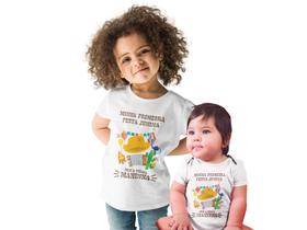 Kit 2 Camisetas Infantil Festa Junina com minha maninha Branca