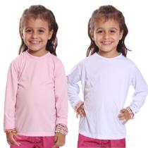 Kit 2 Camisetas Infantil Menina Proteção UV Térmica Solar Manga Longa Camisa Praia Esporte