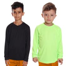 Kit 2 Camisetas Infantil Menino Proteção UV Térmica Solar Manga Longa Camisa Praia Esporte