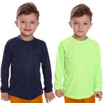 Kit 2 Camisetas Infantil Menino Proteção UV Térmica Solar Manga Longa Camisa Praia Esporte - DF