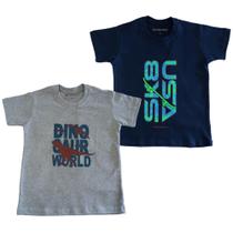 Kit 2 Camisetas Infantis Estampada Menino Juvenil 100% Algodão Cor Sortida - Guzzi Moda