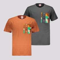 Kit 2 Camisetas Kappa Glenn Graphik Marrom e Cinza